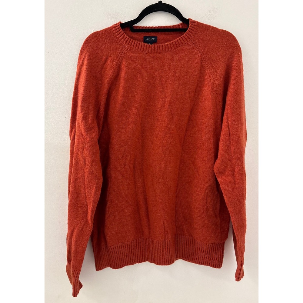 J.Crew Men's Crewneck Ribbed Raglan Sweater Orange Size Large Minimalist
